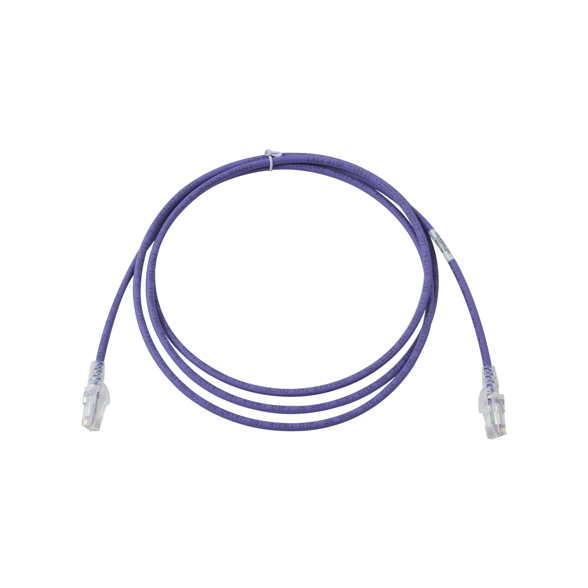 PATCH CORD MC6 MODULAR CAT6 UTP, CM/LS0H, 7FT, COLOR VIOLETA, VERSION BULK (SIN EMPAQUE INDIVIDUAL)-Patch Cords-SIEMON-Bsai Seguridad & Controles