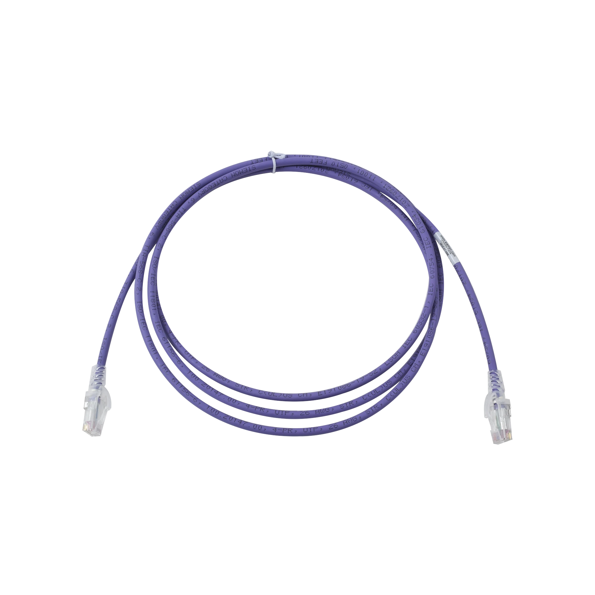 PATCH CORD MC6 MODULAR CAT6 UTP, CM/LS0H, 7FT, COLOR VIOLETA, VERSION BULK (SIN EMPAQUE INDIVIDUAL)-Patch Cords-SIEMON-Bsai Seguridad & Controles