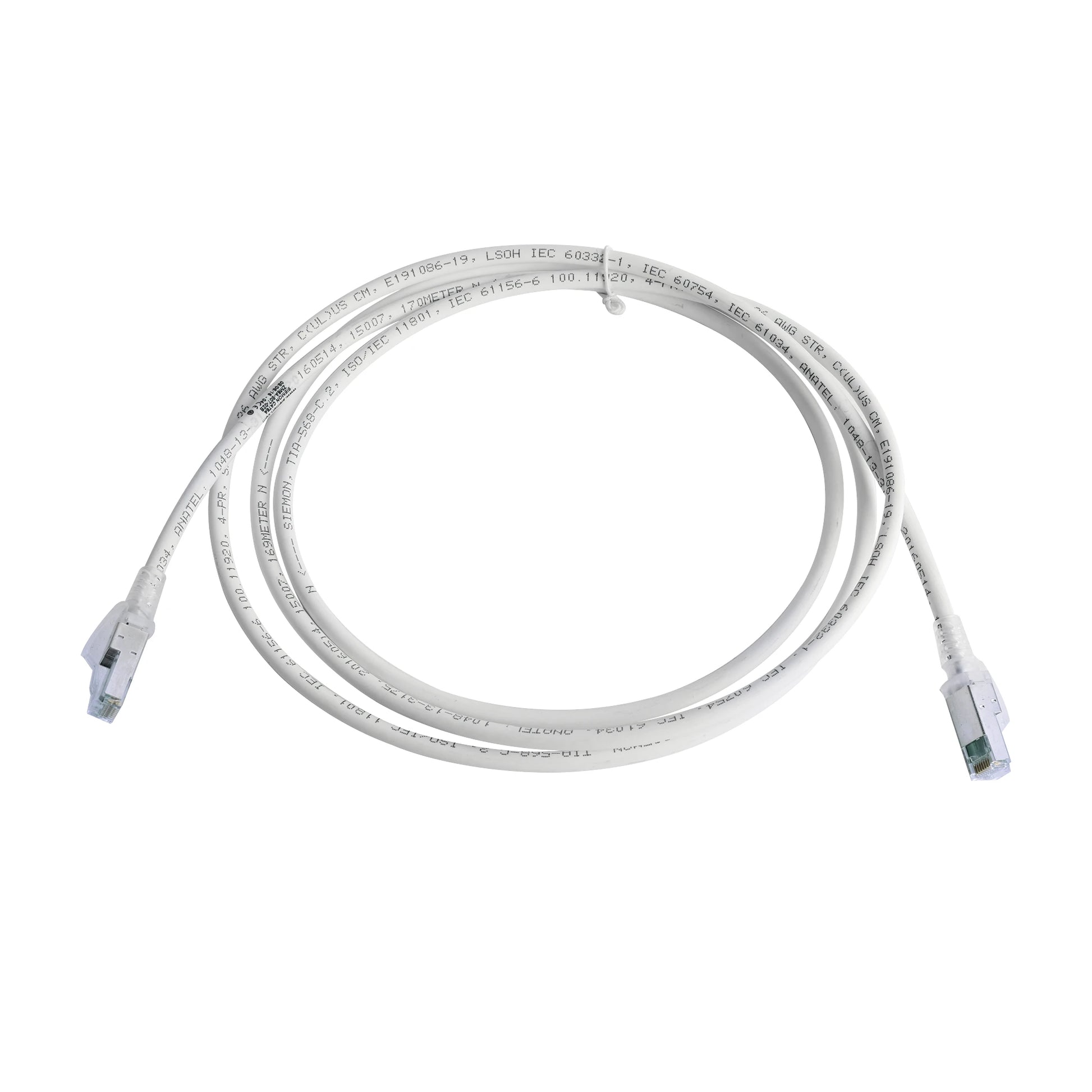 PATCH CORD Z-MAX CAT6A S/FTP, CM/LS0H, 7FT, COLOR BLANCO-Patch Cords-SIEMON-Bsai Seguridad & Controles