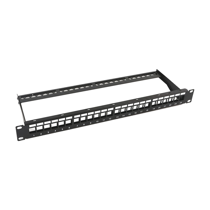 PATCH PANEL MODULAR SIN BLINDAJE DE 24 PUERTOS, 1U, CON BARRA PARA ORGANIZAR CABLE-LINKEDPRO-Bsai Seguridad & Controles