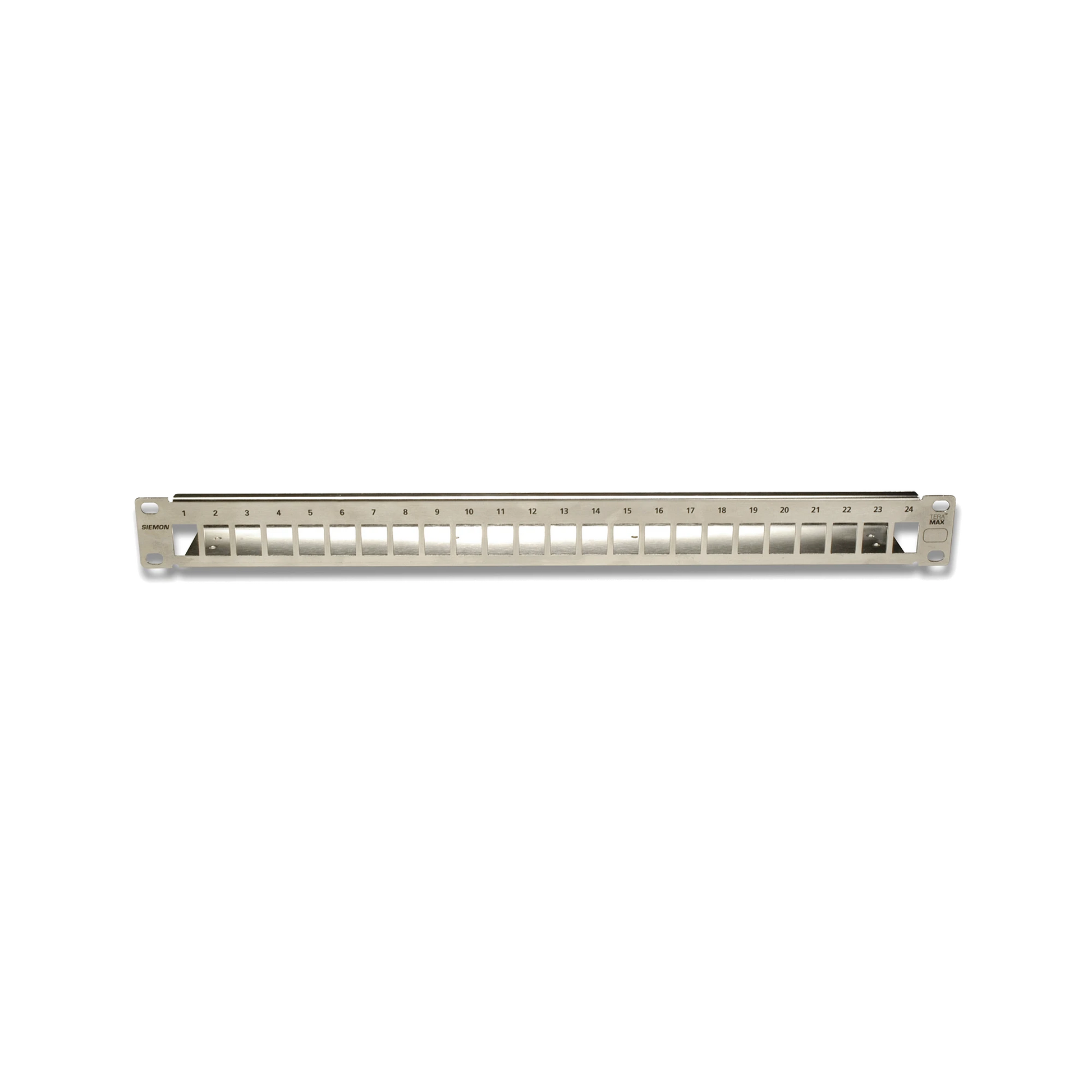 PATCH PANEL TERA-MAX BLINDADO DE 24 PUERTOS, MODULAR, PLANO, COLOR METALICO, 1UR-Patch Panels-SIEMON-Bsai Seguridad & Controles