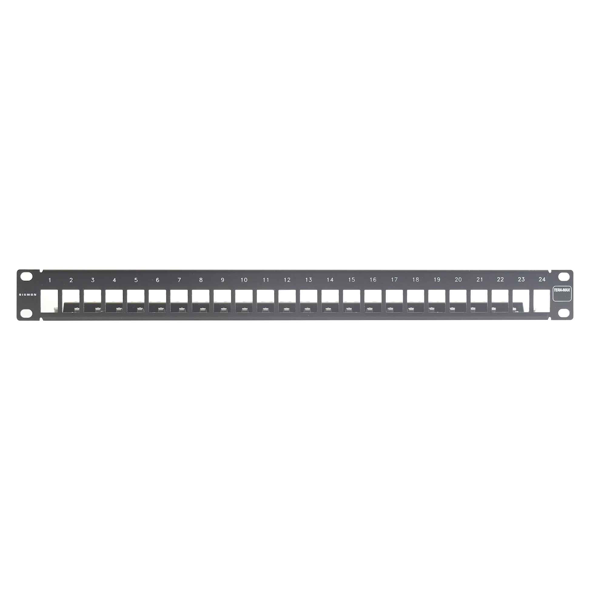 PATCH PANEL TERA-MAX BLINDADO DE 24 PUERTOS, MODULAR, PLANO, COLOR NEGRO, 1UR-Patch Panels-SIEMON-Bsai Seguridad & Controles
