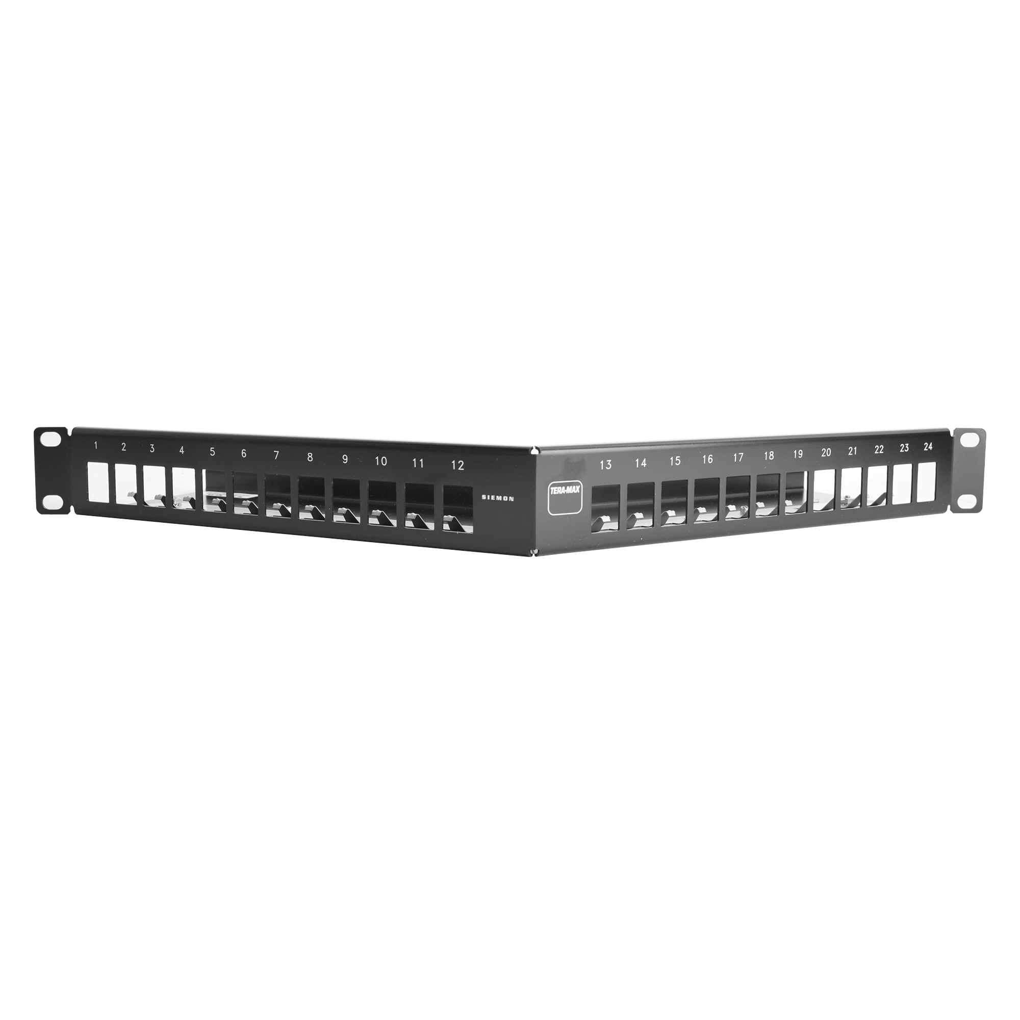 PATCH PANEL TERA-MAX DE 24 PUERTOS, MODULAR, ANGULADO, COLOR NEGRO, 1UR-Patch Panels-SIEMON-Bsai Seguridad & Controles