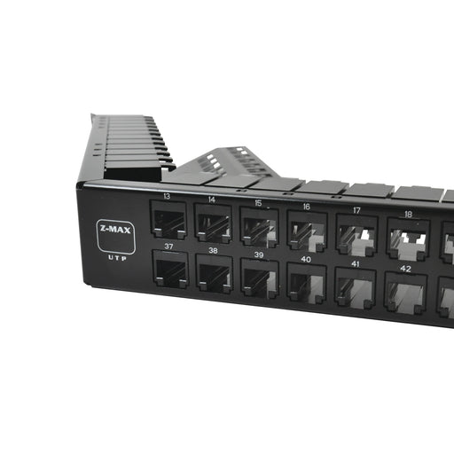 PATCH PANEL UTP Z-MAX CATEGORIA 6A, DE 48 PUERTOS, ANGULADO, 1UR-Patch Panels-SIEMON-Bsai Seguridad & Controles