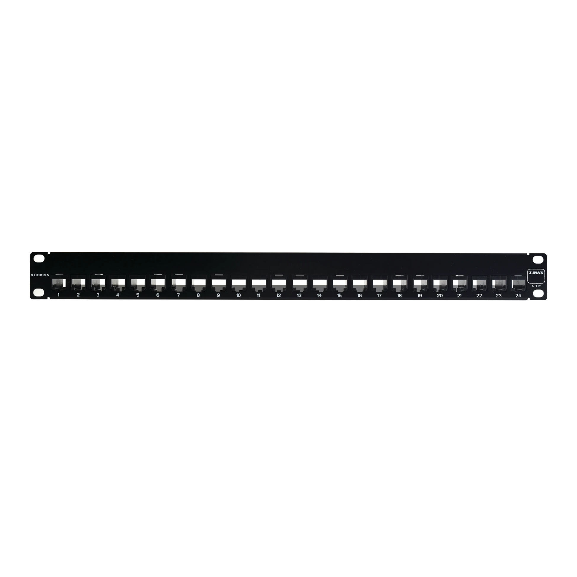 PATCH PANEL UTP Z-MAX CATEGORI­A 6, DE 24 PUERTOS, PLANO, 1UR-Patch Panels-SIEMON-Bsai Seguridad & Controles