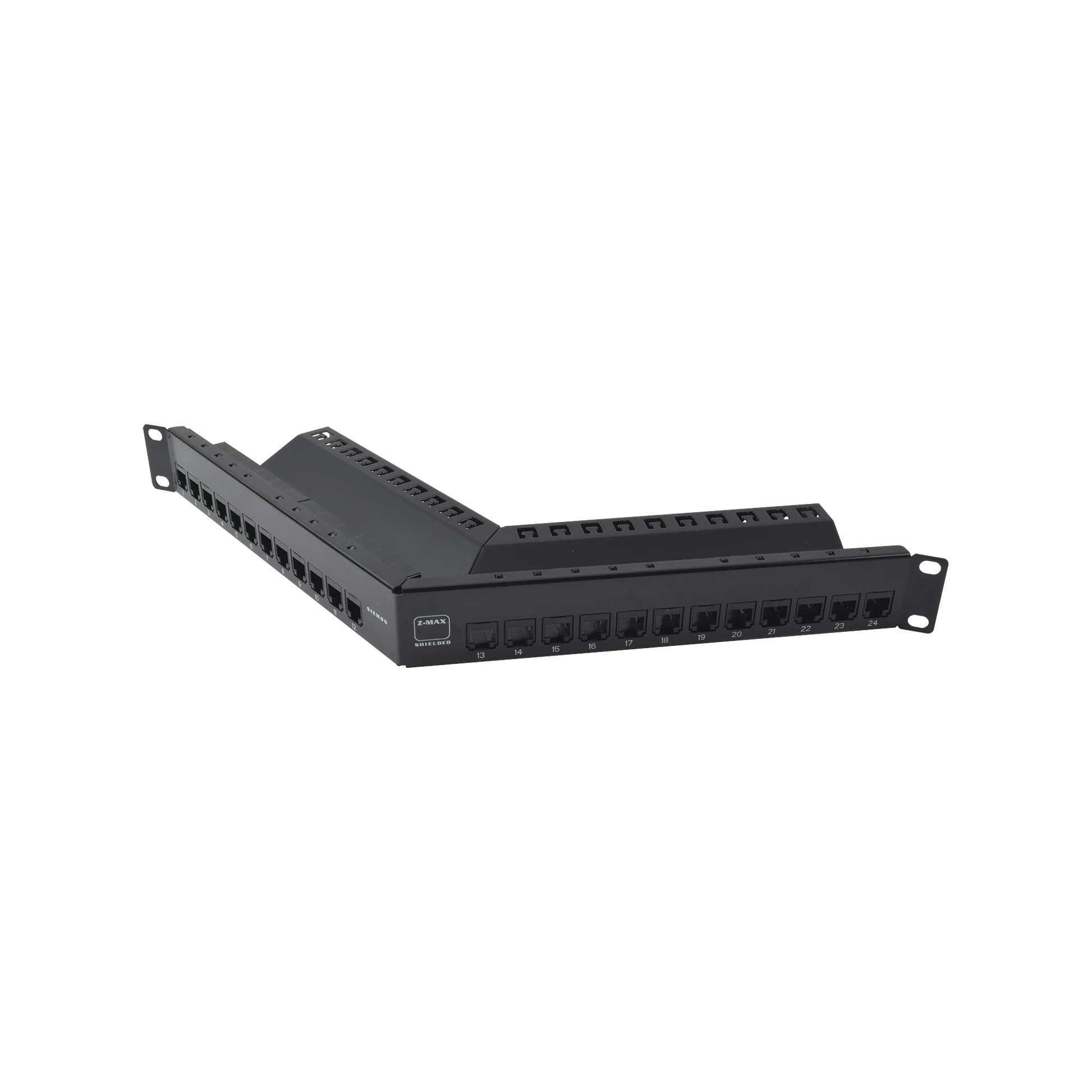 PATCH PANEL Z-MAX, CATEGORIA 6A, BLINDADO, DE 24 PUERTOS, ANGULADO, 1UR-Patch Panels-SIEMON-Bsai Seguridad & Controles