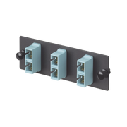 PLACA ACOPLADORA DE FIBRA OPTICA FAP, CON 3 CONECTORES SC DUPLEX (6 FIBRAS), PARA FIBRA MULTIMODO OM3/OM4, COLOR AQUA-Distribuidores de Fibra Optica-PANDUIT-Bsai Seguridad & Controles
