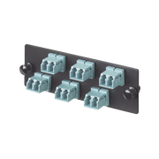 PLACA ACOPLADORA DE FIBRA OPTICA FAP, CON 6 CONECTORES LC DUPLEX (12 FIBRAS), PARA FIBRA MULTIMODO OM3/OM4, COLOR AQUA-Distribuidores de Fibra Optica-PANDUIT-Bsai Seguridad & Controles
