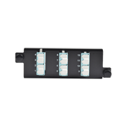 PLACA ACOPLADORA DE FIBRA OPTICA "PLUG AND PLAY", CON 6 CONECTORES LC DUPLEX (12 FIBRAS), PARA FIBRA MULTIMODO, AQUA-Distribuidores de Fibra Optica-SIEMON-Bsai Seguridad & Controles