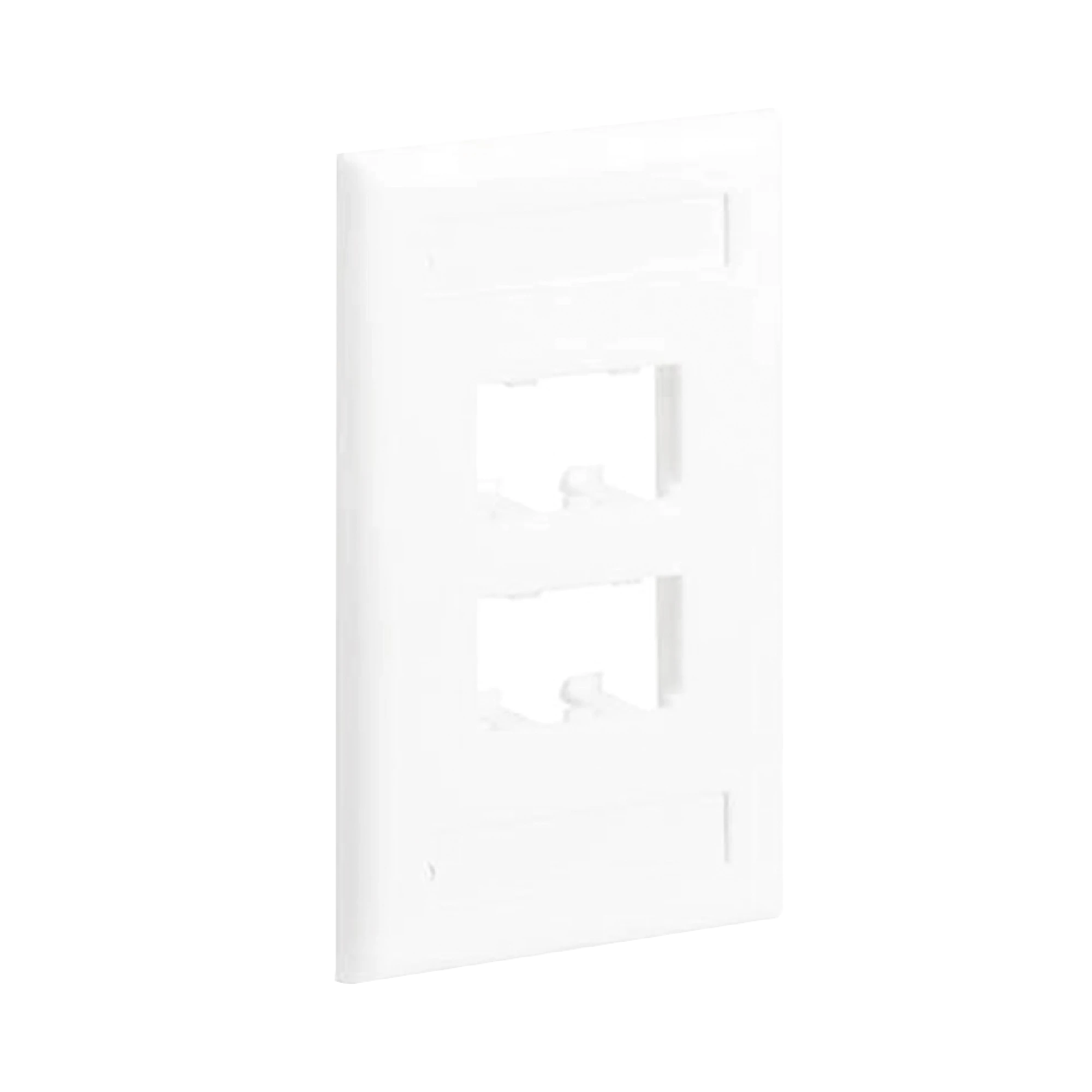 PLACA DE PARED VERTICAL CLASICA, SALIDA PARA 4 PUERTOS MINI-COM, CON ESPACIOS PARA ETIQUETAS, COLOR BLANCO-Faceplates-PANDUIT-Bsai Seguridad & Controles