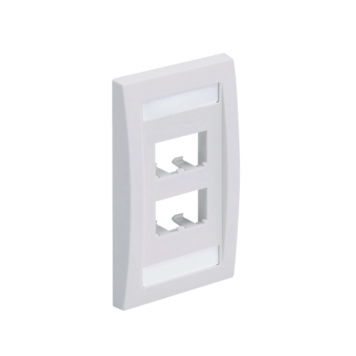 PLACA DE PARED VERTICAL EJECUTIVA, SALIDA PARA 4 PUERTOS MINI-COM, CON ESPACIOS PARA ETIQUETAS, COLOR BLANCO-Faceplates-PANDUIT-Bsai Seguridad & Controles