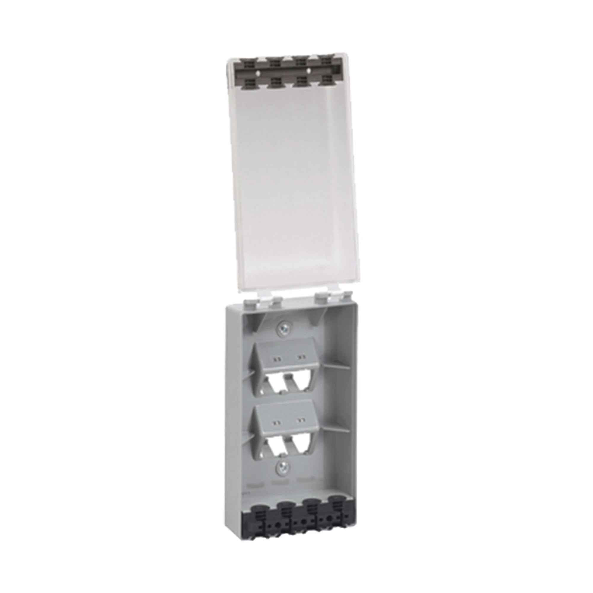 PLACA DE PARED VERTICAL, RESISTENTE AL AGUA, ACEPTA CUATRO MODULOS MINI-COM-Faceplates-PANDUIT-Bsai Seguridad & Controles