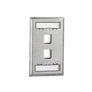 PLACA DE PARED VERTICAL, SALIDA PARA 2 PUERTOS KEYSTONE, CON ESPACIOS PARA ETIQUETAS, DE ACERO INOXIDABLE-Faceplates-PANDUIT-Bsai Seguridad & Controles