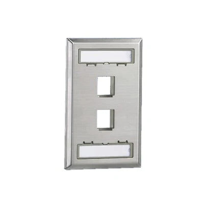 PLACA DE PARED VERTICAL, SALIDA PARA 2 PUERTOS KEYSTONE, CON ESPACIOS PARA ETIQUETAS, DE ACERO INOXIDABLE-Faceplates-PANDUIT-Bsai Seguridad & Controles