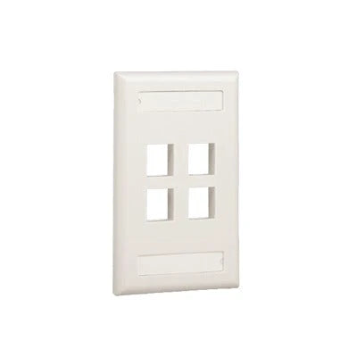 PLACA DE PARED VERTICAL, SALIDA PARA 4 PUERTOS KEYSTONE, CON ESPACIOS PARA ETIQUETAS, COLOR BANCO MATE-Faceplates-PANDUIT-Bsai Seguridad & Controles