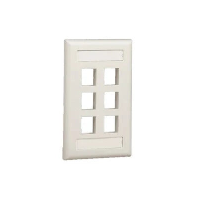 PLACA DE PARED VERTICAL, SALIDA PARA 6 PUERTOS KEYSTONE, CON ESPACIOS PARA ETIQUETAS, COLOR MARFIL-Faceplates-PANDUIT-Bsai Seguridad & Controles