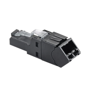 PLUG RJ45 UTP, INSTALACION ANGULADA 45 GRADOS, TERMINACION EN CAMPO CERTIFICABLE, COMPATIBLE CON CAT5E, CAT6 Y CAT6A, COLOR NEGRO-Jacks / Plugs-PANDUIT-Bsai Seguridad & Controles