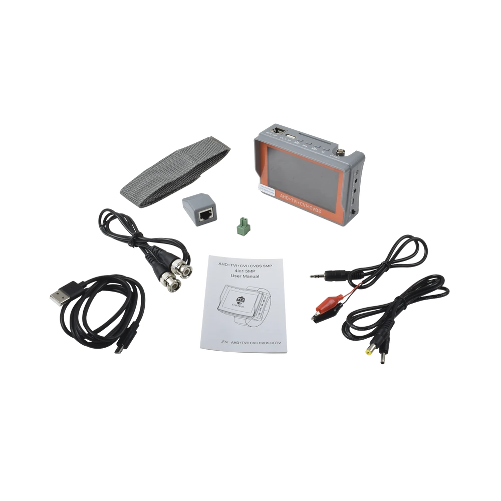 PROBADOR DE VÍDEO DE PULSERA CON PANTALLA DE 4" PARA CÁMARAS HD-TVI 5MP, HD-CVI 5MP, AHD 5MP Y ANALOGICAS 1200 TVLS-Probadores de video-SYSCOM-Bsai Seguridad & Controles