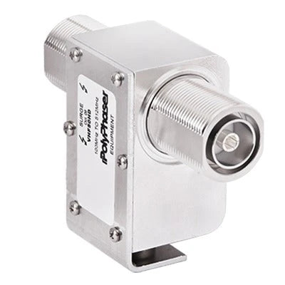 PROTECTOR COAXIAL RF DE BANDA ANCHA PARA COMBINADORES DE 100 A 512 MHZ CON CONECTORES DIN HEMBRA-Protección contra Descargas-POLYPHASER-Bsai Seguridad & Controles
