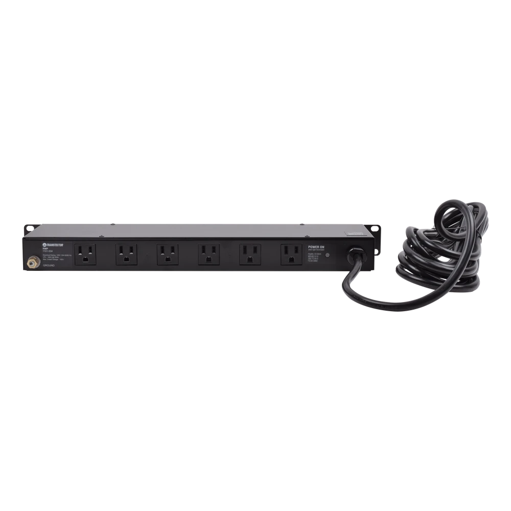 PROTECTOR CONTRA PICOS DE VOLTAJE PARA RACK CON 6 CONECTORES NEMA 5-15R (CON FUSIBLE)-Protección contra Descargas-TRANSTECTOR-Bsai Seguridad & Controles