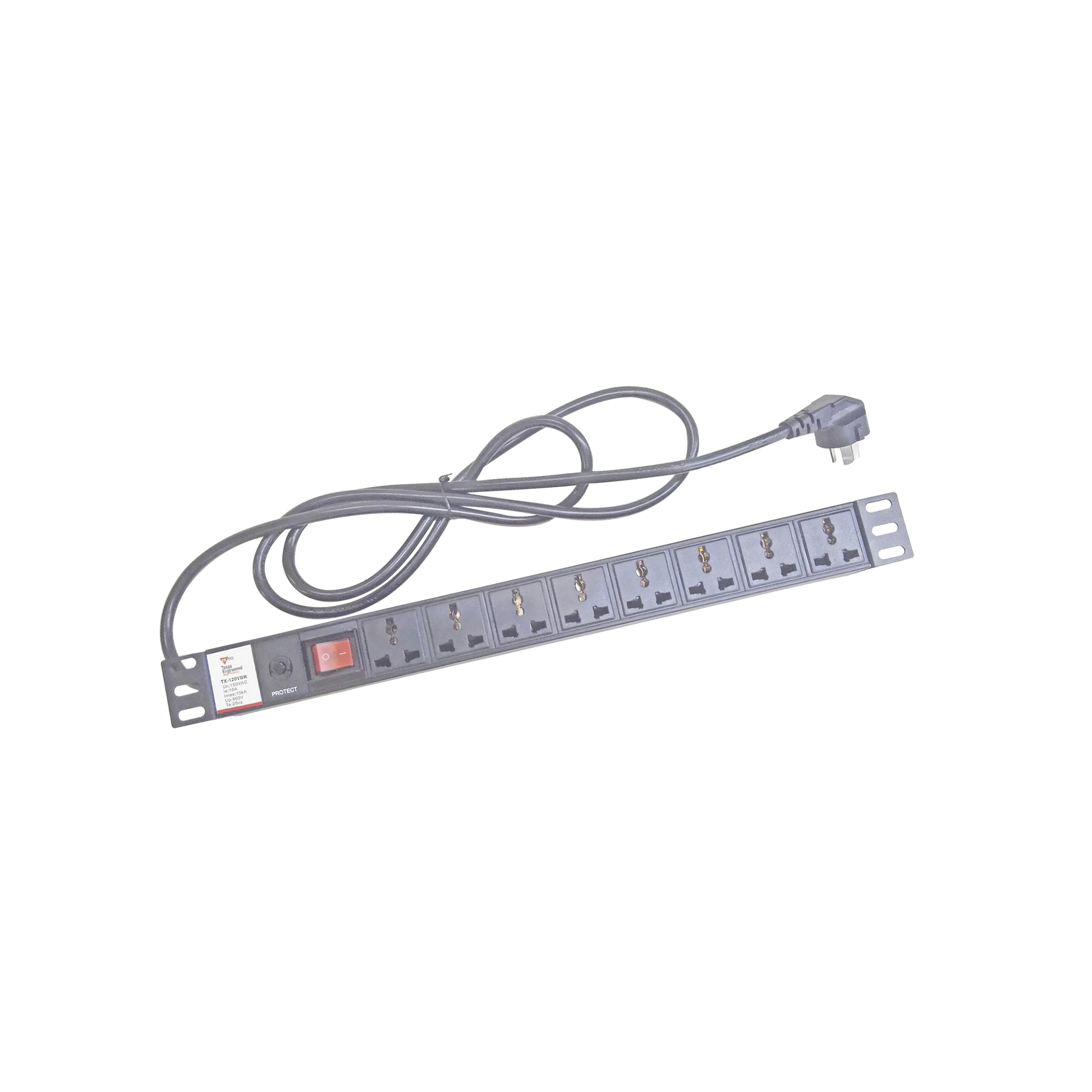 PROTECTOR DE 120 VCA CON 8 CONTACTOS DE ALIMENTACIÓN EN COLOR NEGRO PARA APLICACIONES EN RACK-Protección contra Descargas-EPCOM POWERLINE-Bsai Seguridad & Controles