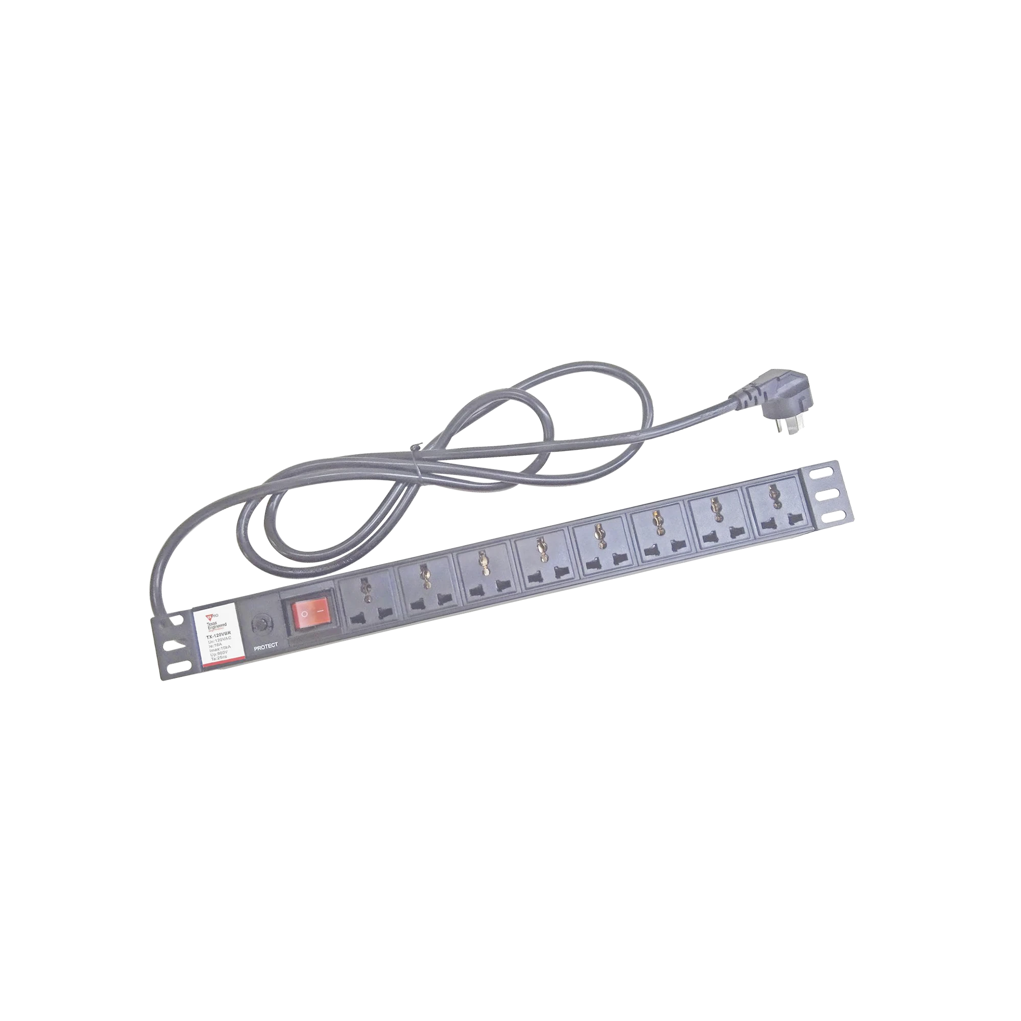 PROTECTOR DE 120 VCA CON 8 CONTACTOS DE ALIMENTACIÓN EN COLOR NEGRO PARA APLICACIONES EN RACK-Protección contra Descargas-EPCOM POWERLINE-Bsai Seguridad & Controles