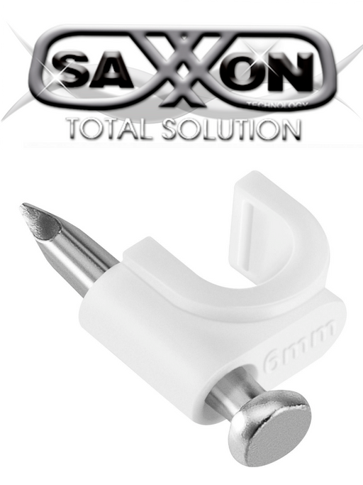 SAXXON EGRA955MMB- BOLSA DE 50 GRAPAS DE PARED/ COLOR BLANCO/ 6 MM/ CON CLAVO DE 3/4 PARA CONCRETO DE ALTA RESISTENCIA-Organización y fijación de cables-SAXXON-SXN1660004-Bsai Seguridad & Controles