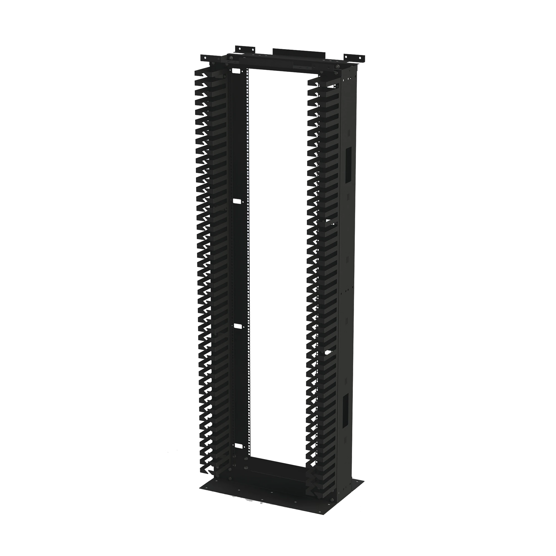 RACK DE ACERO DE 7FT X 19IN, 45UR CON ORGANIZADORES VERTICALES Y GUÍA SUPERIOR PARA CABLEADO.-Racks y Gabinetes-LINKEDPRO-Bsai Seguridad & Controles