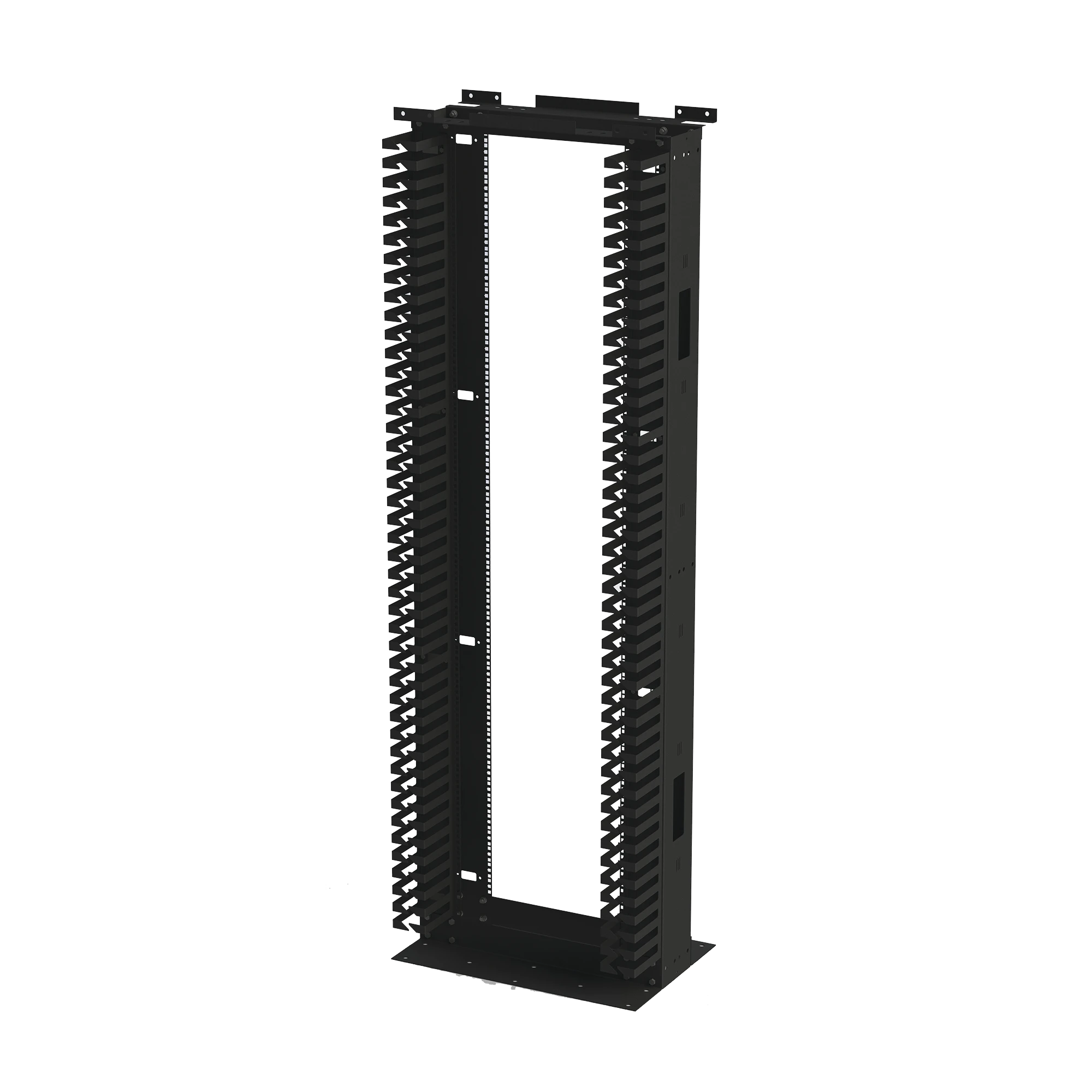 RACK DE ACERO DE 7FT X 19IN, 45UR CON ORGANIZADORES VERTICALES Y GUÍA SUPERIOR PARA CABLEADO.-Racks y Gabinetes-LINKEDPRO-Bsai Seguridad & Controles