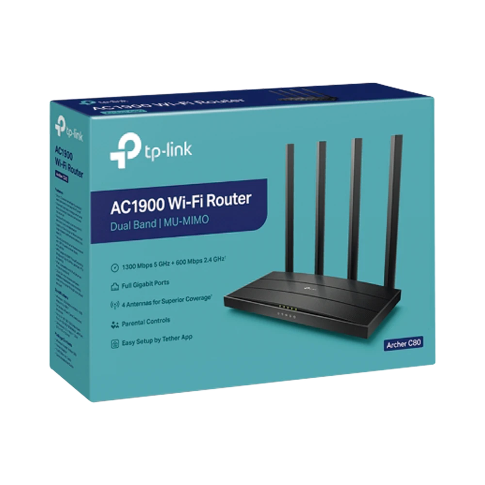 ROUTER INALÁMBRICO AC WAVE 2 1900 DOBLE BANDA 1 PUERTO WAN 10/100/1000 MBPS Y 4 PUERTOS LAN 10/100/1000 MBPS, MIMO 3X3, BEAMFORMING-Redes WiFi-TP-LINK-Bsai Seguridad & Controles