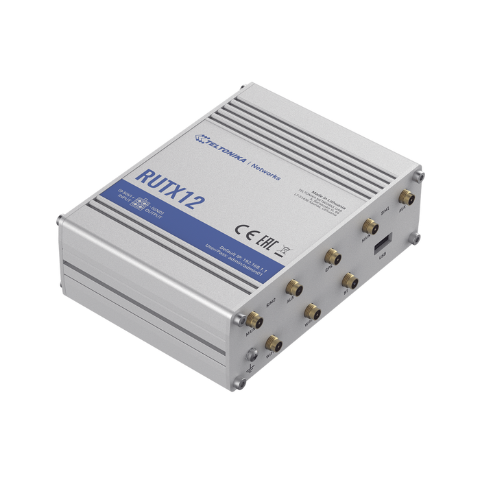 ROUTER INDUSTRIAL LTE (4.5G) CAT 6, DOBLE MODEM Y DOBLE SIM, GNSS, CARCASA INDUSTRIAL-Networking-Teltonika-RUTX12-Bsai Seguridad & Controles