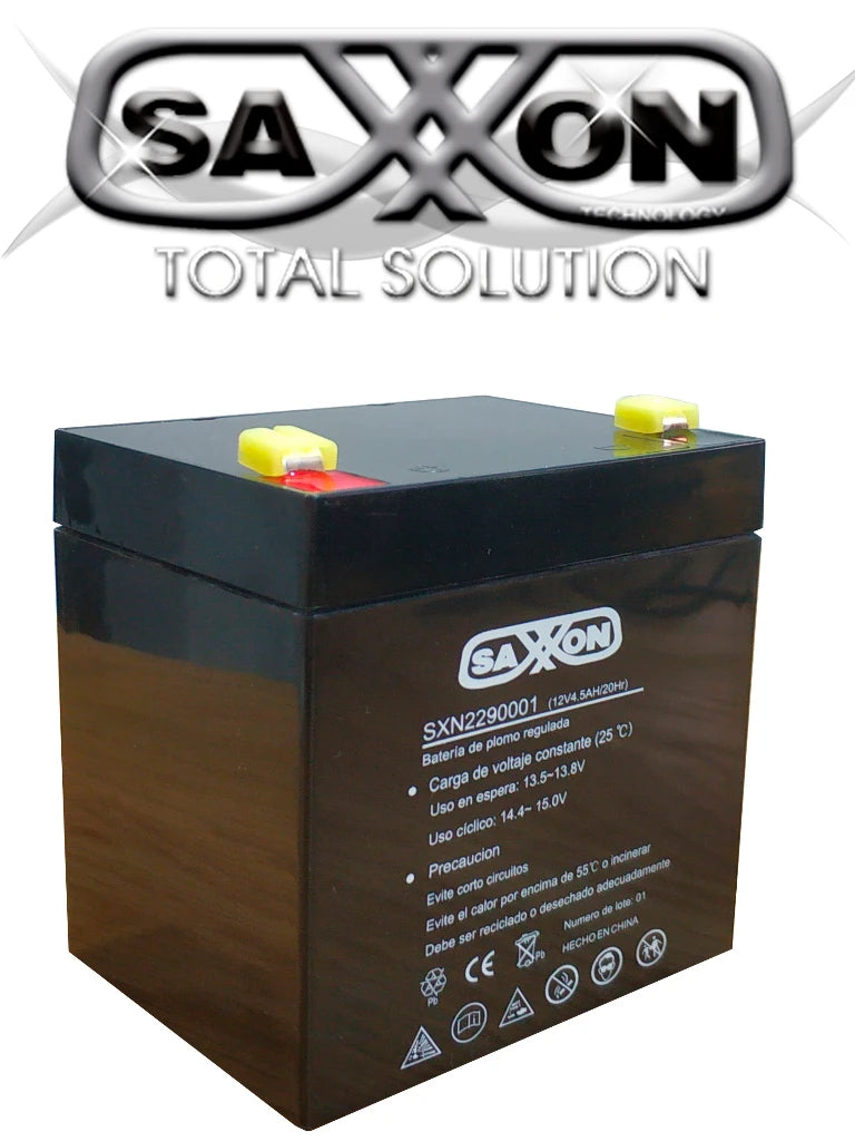 SAXXON CBAT45AH- BATERIA DE RESPALDO DE 12 VOLTS LIBRE DE MANTENIMIENTO Y FACIL INSTALACION / 4.5 AH/ COMPATIBLE DSC/ CCTV/ ACCESO-Baterías y Accesorios-SAXXON-Bsai Seguridad & Controles