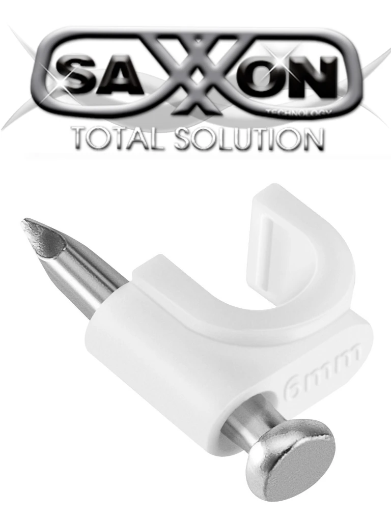 SAXXON EGRA955MMB- BOLSA DE 50 GRAPAS DE PARED/ COLOR BLANCO/ 6 MM/ CON CLAVO DE 3/4 PARA CONCRETO DE ALTA RESISTENCIA-Organización y fijación de cables-SAXXON-Bsai Seguridad & Controles