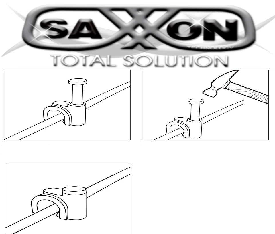 SAXXON EGRA955MMN- BOLSA DE 50 GRAPAS DE PARED/ COLOR NEGRO/ 5 MM/ CON CLAVO DE 3/4 PARA CONCRETO DE ALTA RESISTENCIA-Organización y fijación de cables-SAXXON-Bsai Seguridad & Controles