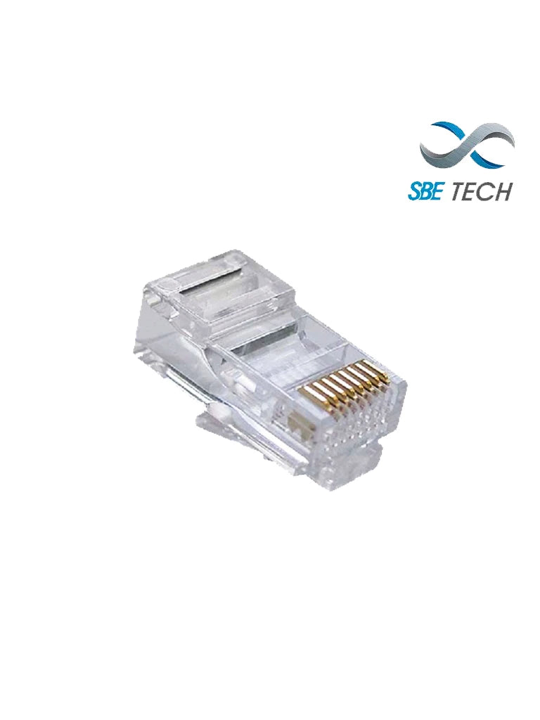 SBETECH 24018P8C - PLUG RJ45 8 POSICIONES 50 MICRAS DE ORO CAT5E, PAQ 50 PZA-Jacks y Plugs-SBE TECH-Bsai Seguridad & Controles