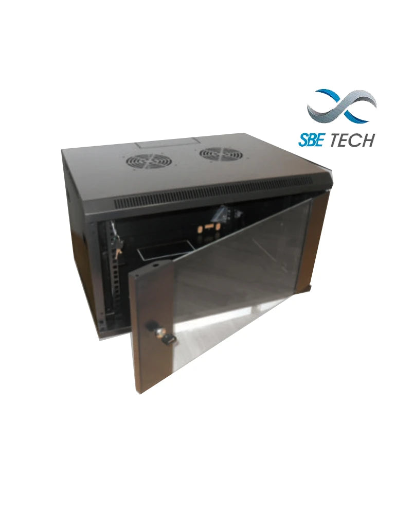 SBETECH GNLPAR6URP - GABINETE DE PARED 6UR/ 600MM DE ANCHO/ PUERTA DELANTERA DE CRISTAL TEMPLADO/ CERRADURA Y LLAVES-Gabinetes Piso / Pared-SBE TECH-Bsai Seguridad & Controles