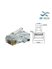 SBETECH PLUGRJ45C6- CONECTOR PLUG RJ45 PARA CABLE UTP / CAT 6 / PAQUETE 50 PIEZAS-Jacks y Plugs-SBE TECH-Bsai Seguridad & Controles