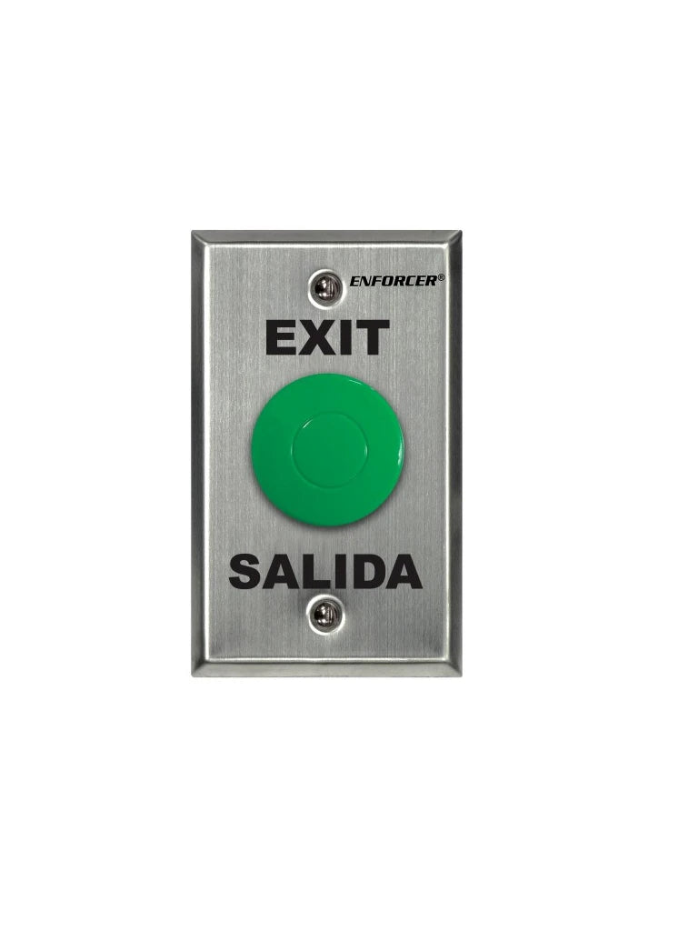 SEC SD7201GCPE1Q - PLACA CON BOTÓN PARA PRESIONAR DE COLOR VERDE DE SALIDA. "EXIT" Y "SALIDA," SPDT-Tarjetas y Botones-SECO-LARM-Bsai Seguridad & Controles