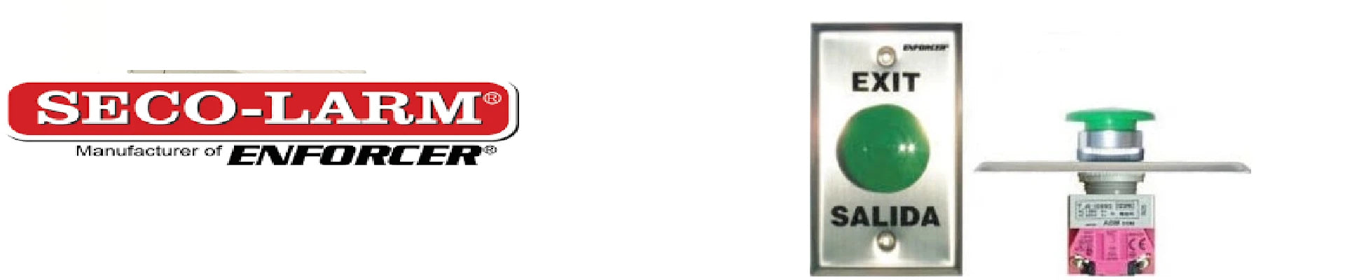 SEC SD7201GCPE1Q - PLACA CON BOTÓN PARA PRESIONAR DE COLOR VERDE DE SALIDA. "EXIT" Y "SALIDA," SPDT-Tarjetas y Botones-SECO-LARM-Bsai Seguridad & Controles