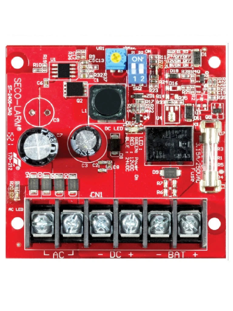 SEC ST24063AQ - FUENTE DE PODER CON CARGADOR BATERIA 2.5 AMP 6/12/24 VCD-Accesorios - Alarmas-SECO-LARM-Bsai Seguridad & Controles