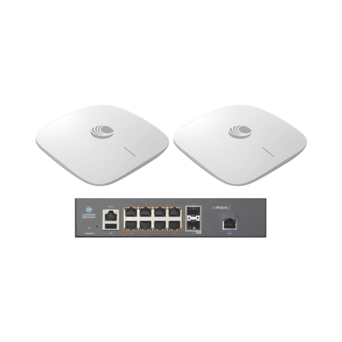 STARTER KIT WI-FI EMPRESARIAL DE 2 ACCESS POINT XV2-2X Y 1 SWITCH POE EX1010P-Redes WiFi-CAMBIUM NETWORKS-SKIT-CNPILOT-W6-Bsai Seguridad & Controles