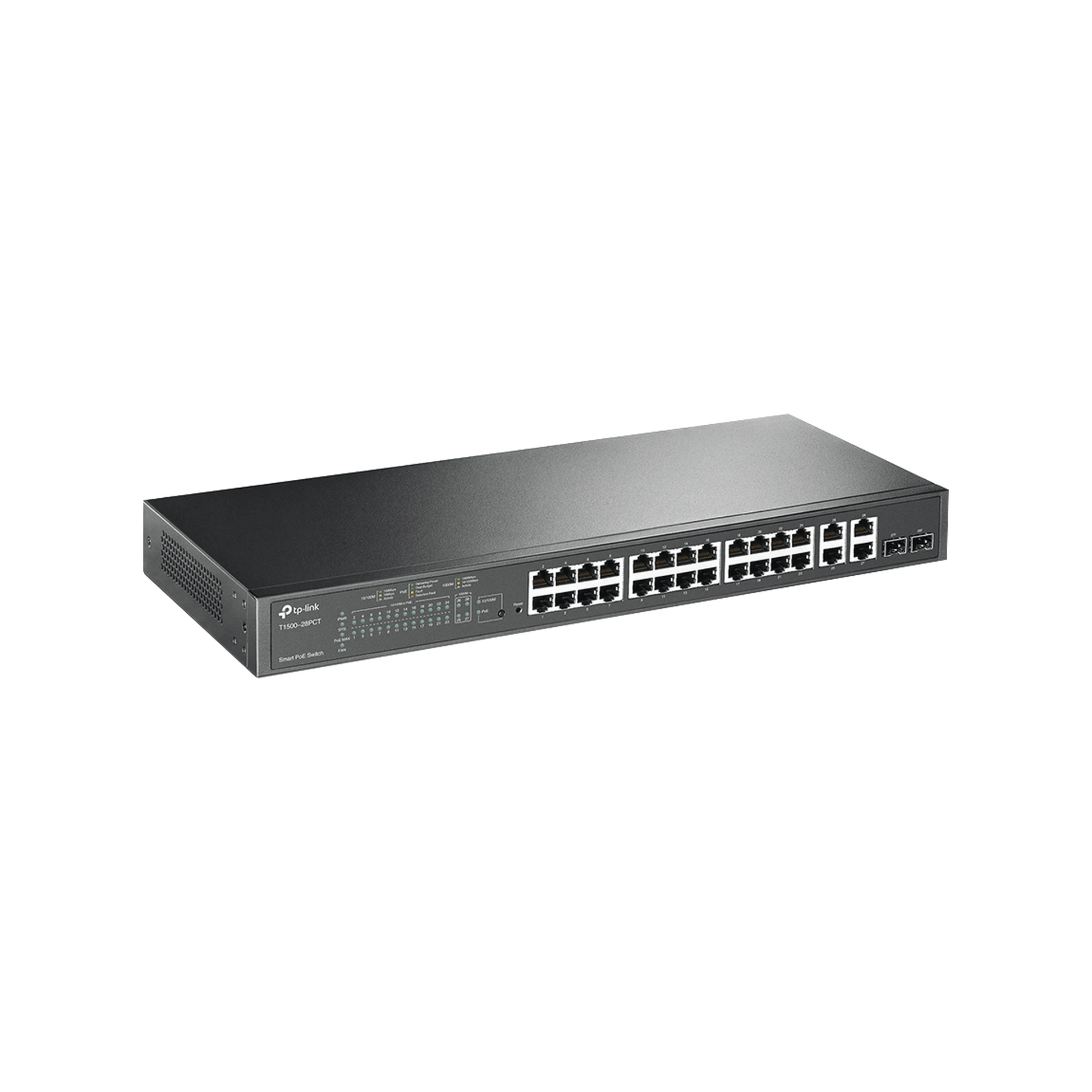 SMART SWITCH POE+ ADMINISTRABLE CAPA 2, 24 PUERTOS 10/100 MBPS, 4 PUERTOS 10/100/1000 MBPS + 2 PUERTOS SFP COMBO, 192 W-Switches PoE-TP-LINK-Bsai Seguridad & Controles