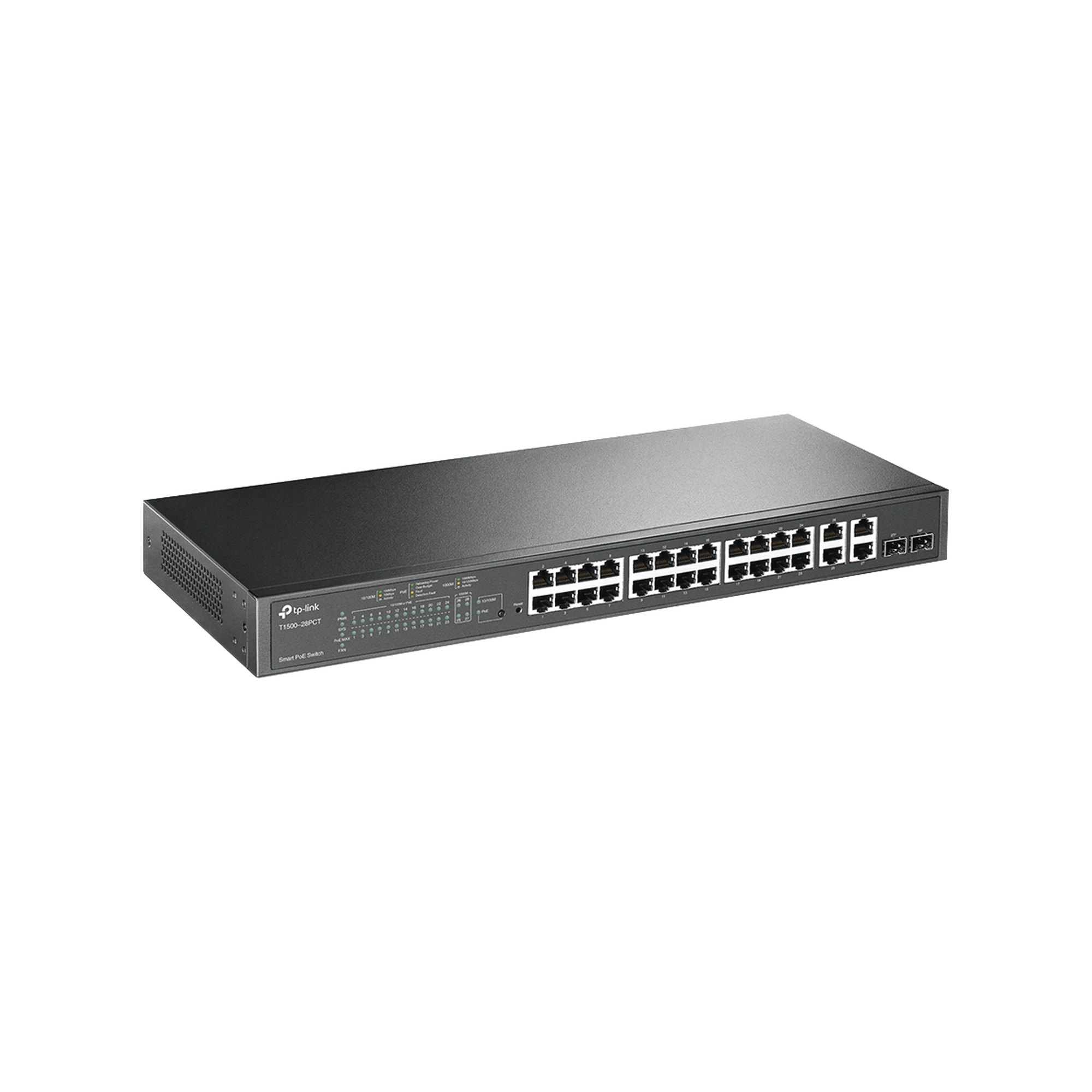 SMART SWITCH POE+ ADMINISTRABLE CAPA 2, 24 PUERTOS 10/100 MBPS, 4 PUERTOS 10/100/1000 MBPS + 2 PUERTOS SFP COMBO, 192 W-Switches PoE-TP-LINK-Bsai Seguridad & Controles