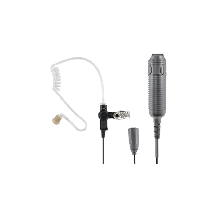 HEAVY DUTY 3-WIRE SURVEILLANCE KIT: FEATURES ACOUSTIC TUBE EARPHONE WITH TWIST CONNECTOR, REMOTE PTT SWITCH AND LOW-PROFILE LAPEL MICROPHONE. STRAIGHT CABLE.-Accesorios para KENWOOD-PRYME-SPM3301S1-Bsai Seguridad & Controles