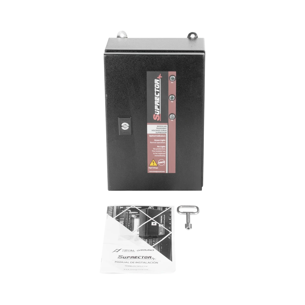 SUPRESOR DE PICO CLASE B CON VOLTAJE DE OPERACIÓN 127/220 VCA, 3 FASES, 120 KA-Protección contra Descargas-TOTAL GROUND-Bsai Seguridad & Controles