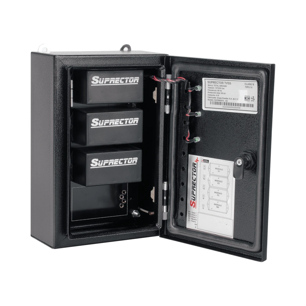 SUPRESOR DE PICO CLASE B CON VOLTAJE DE OPERACIÓN 127/220 VCA, 3 FASES, 80 KA-Protección contra Descargas-TOTAL GROUND-Bsai Seguridad & Controles