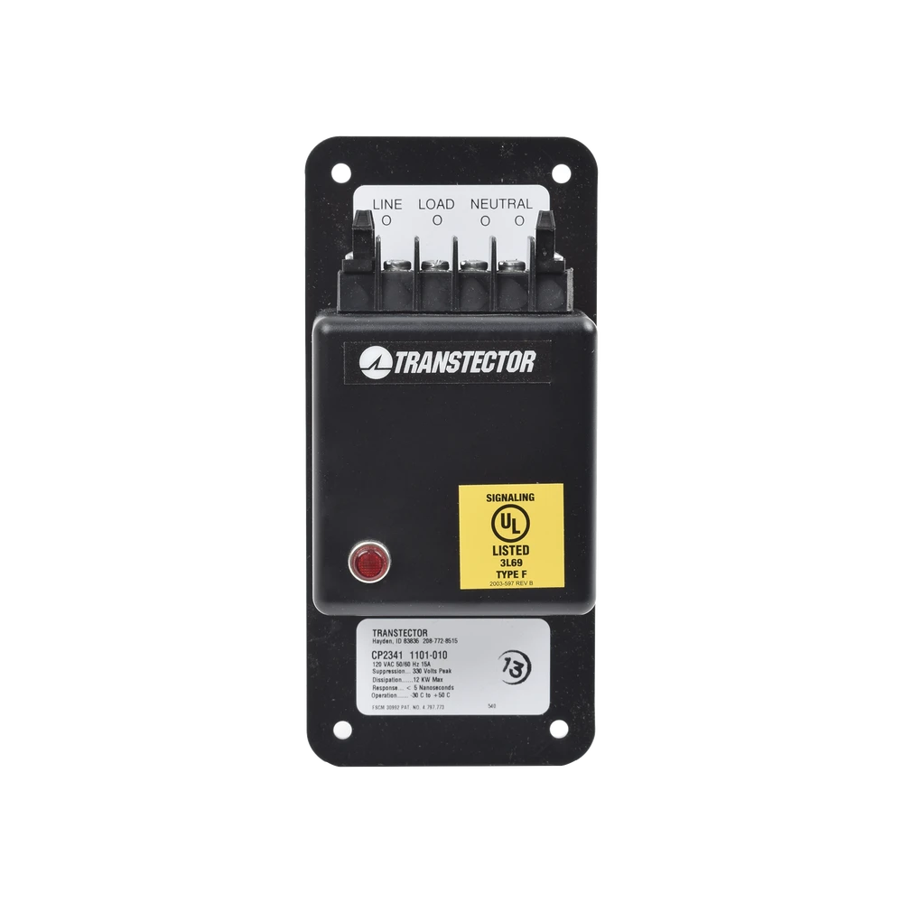 SUPRESOR DE PICOS DE 120 VAC A 15 AMP, CON FUSIBLE INTERNO, TECNOLOGIA SASD (1101-010)-Protección contra Descargas-TRANSTECTOR-Bsai Seguridad & Controles