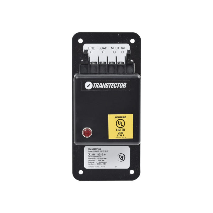 SUPRESOR DE PICOS DE 120 VAC A 15 AMP, CON FUSIBLE INTERNO, TECNOLOGIA SASD (1101-010)-Protección contra Descargas-TRANSTECTOR-Bsai Seguridad & Controles