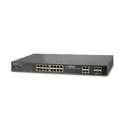 SWITCH ADMINISTRABLE 16 PUERTOS 10/100/1000MBPS 802.3AT POE + 4 PUERTOS GIGABITTP/SFP COMBO-Switches PoE-PLANET-Bsai Seguridad & Controles