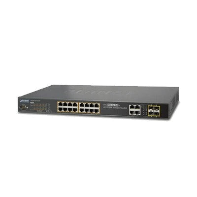 SWITCH ADMINISTRABLE 16 PUERTOS 10/100/1000MBPS 802.3AT POE + 4 PUERTOS GIGABITTP/SFP COMBO-Switches PoE-PLANET-Bsai Seguridad & Controles